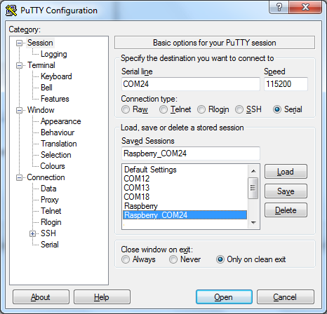 putty configuration