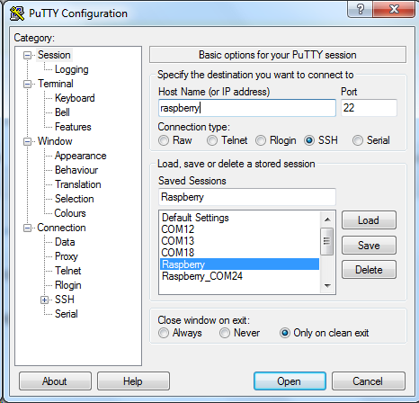 putty config